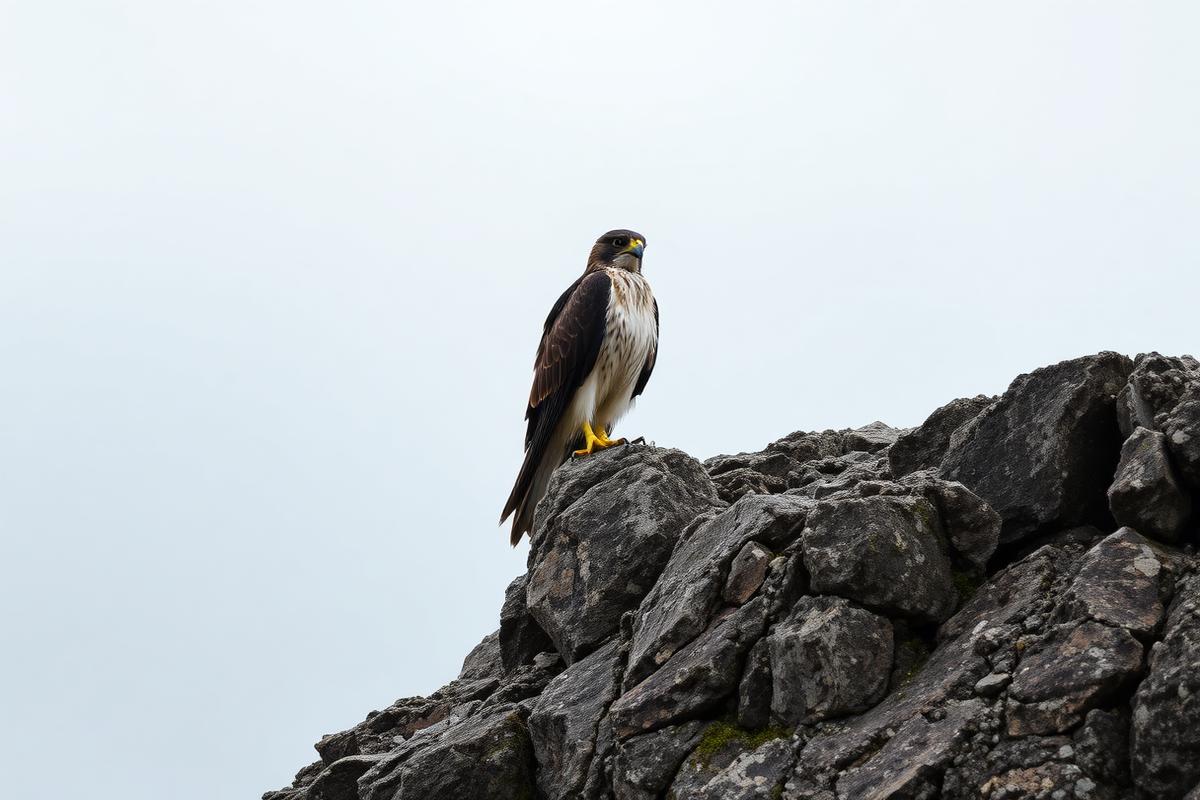 A peregrine falcon on a granite outcrop